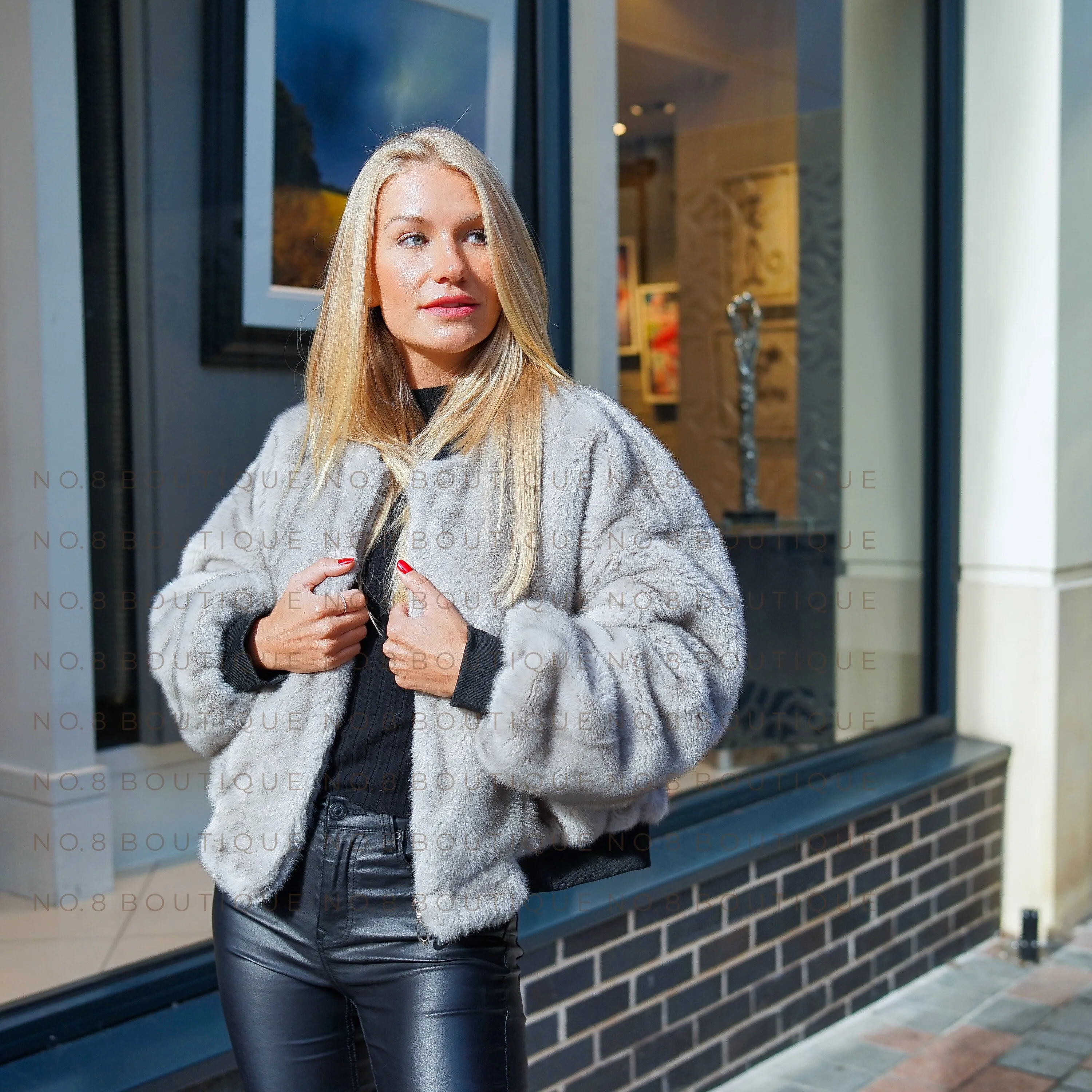 Oversize Faux Mink Bomber Jacket