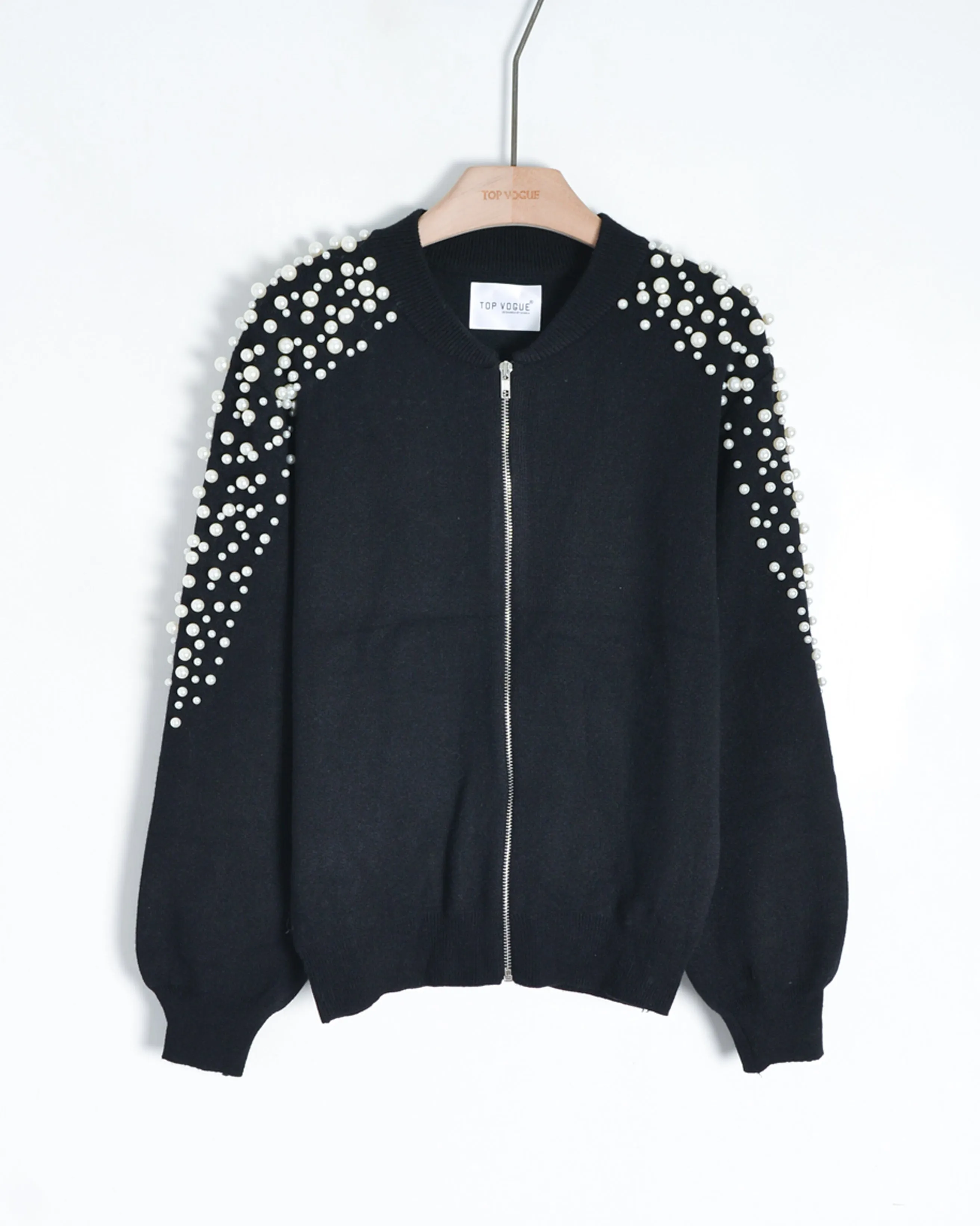 Pearl embellished Shoulder knit Cardigan