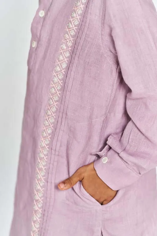 Pink Front Pleated Kurta Set