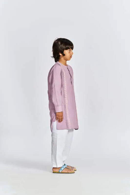 Pink Front Pleated Kurta Set