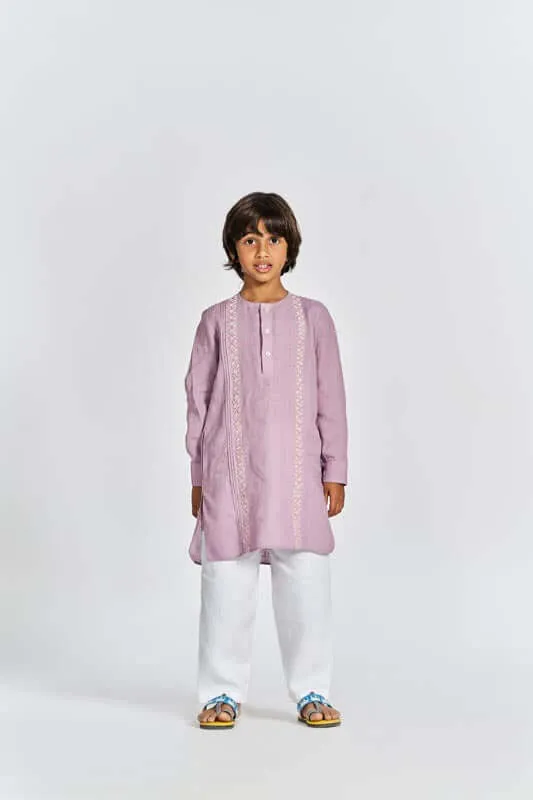 Pink Front Pleated Kurta Set