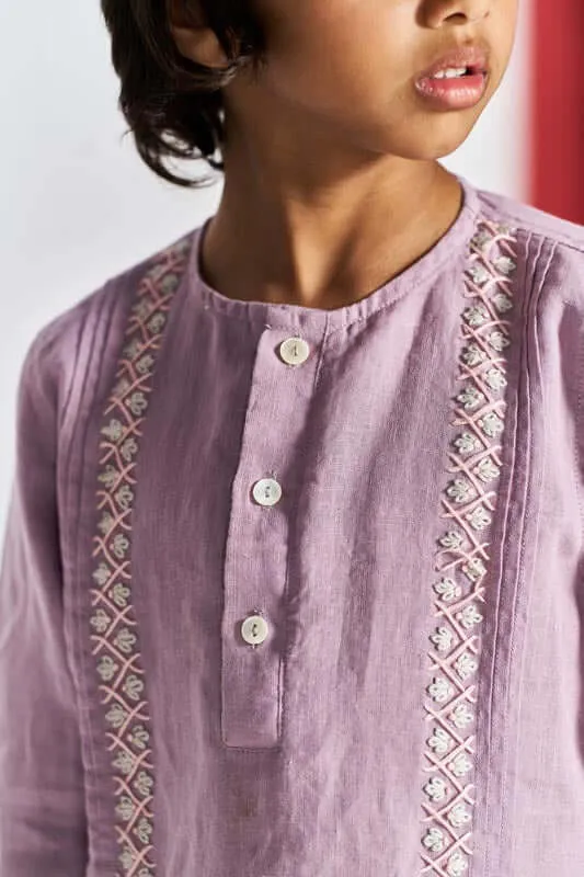 Pink Front Pleated Kurta Set