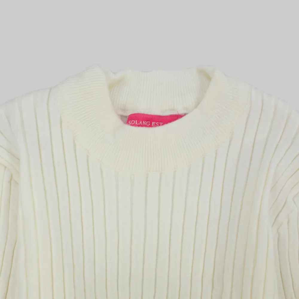 Plain Ribbed Long-Sleeved Half Collar Undershirt