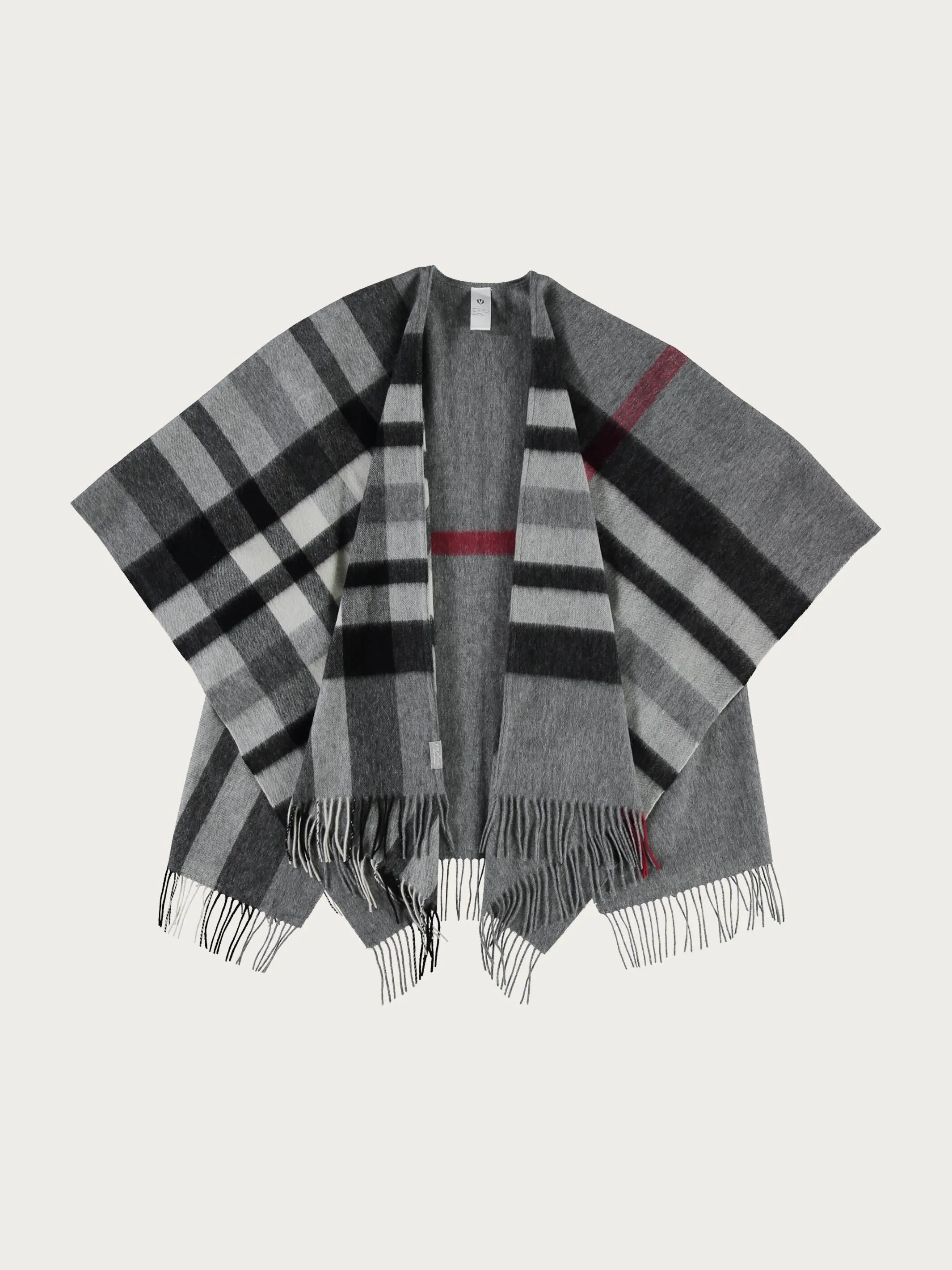 Poncho mit FRAAS Plaid Karo aus reiner Wolle