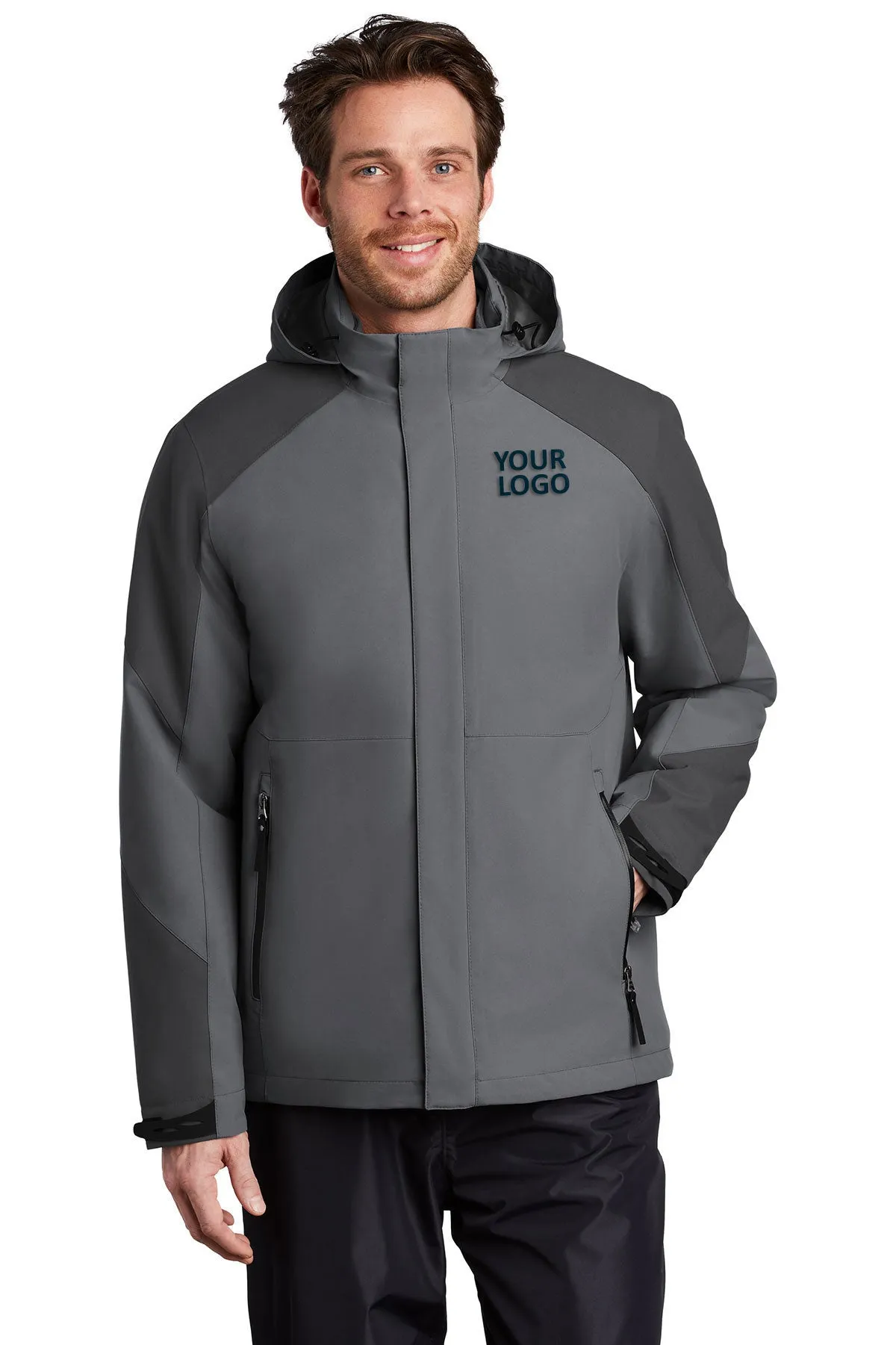 Port Authority Insulated Waterproof Custom Tech Jackets, Shadow Grey/ Storm Grey