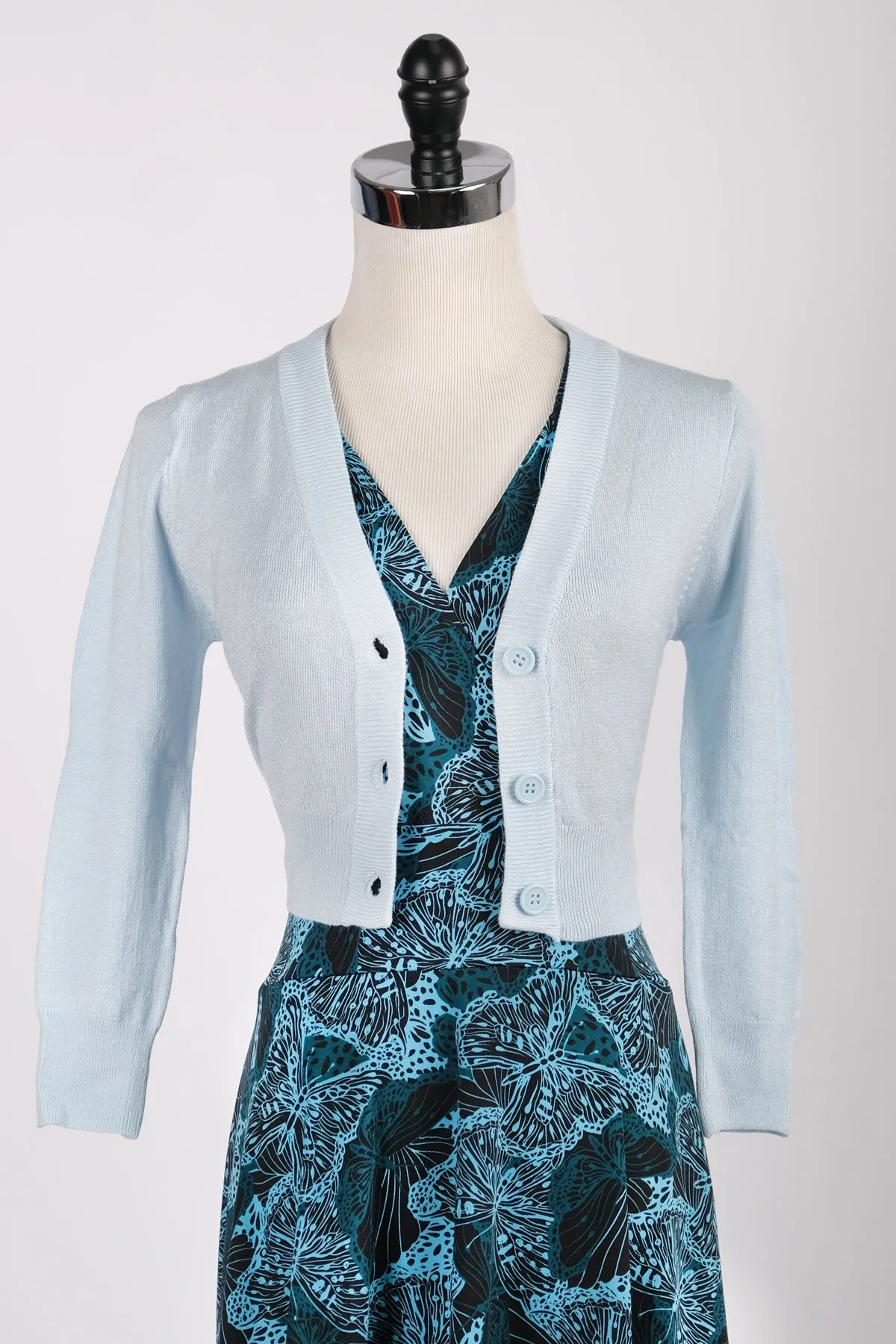 Powder Blue Cropped Cardigan