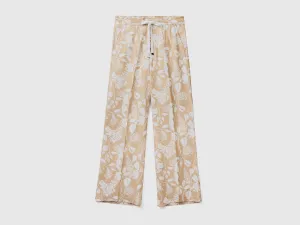 Printed trousers with drawstring