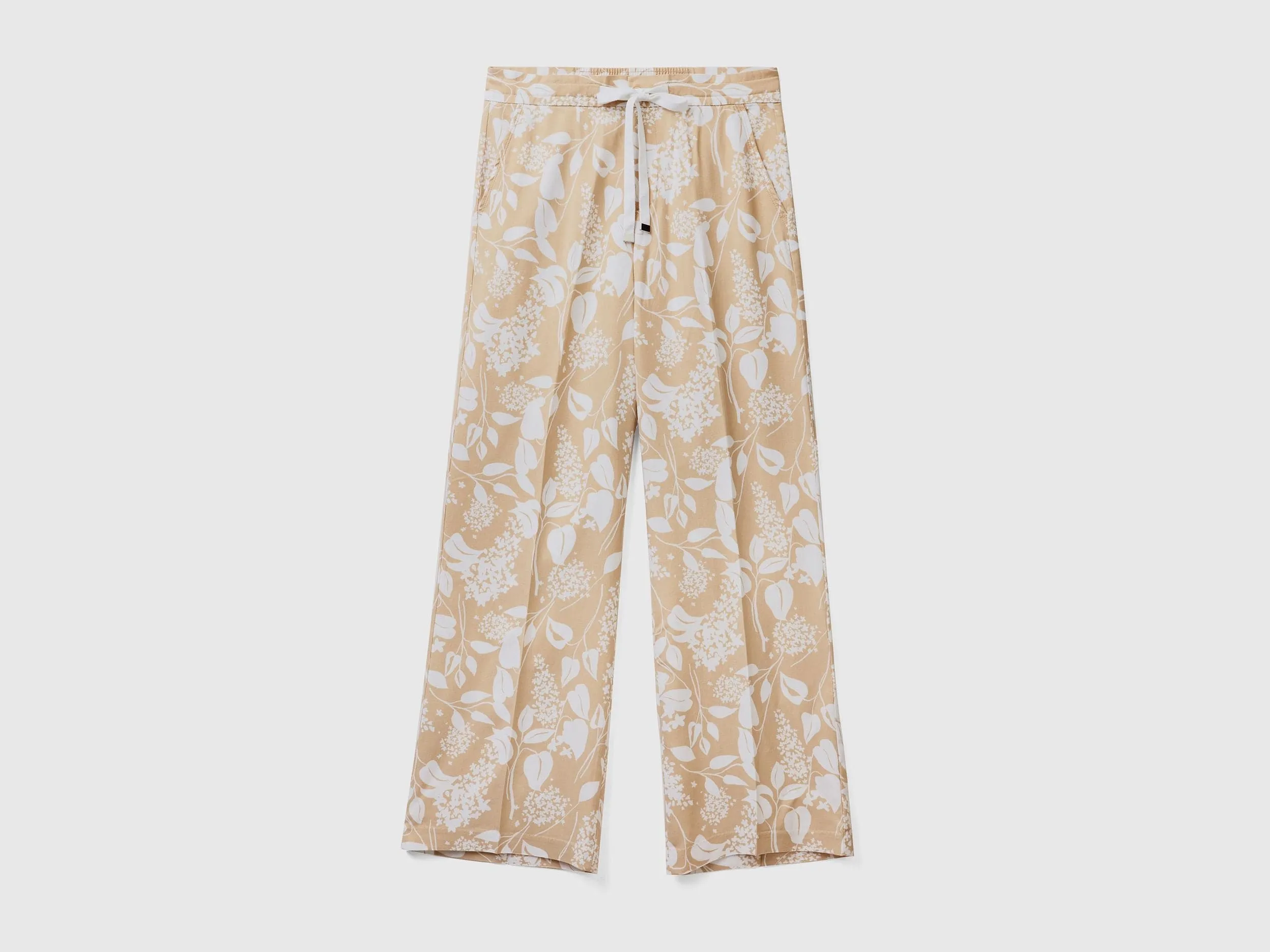 Printed trousers with drawstring