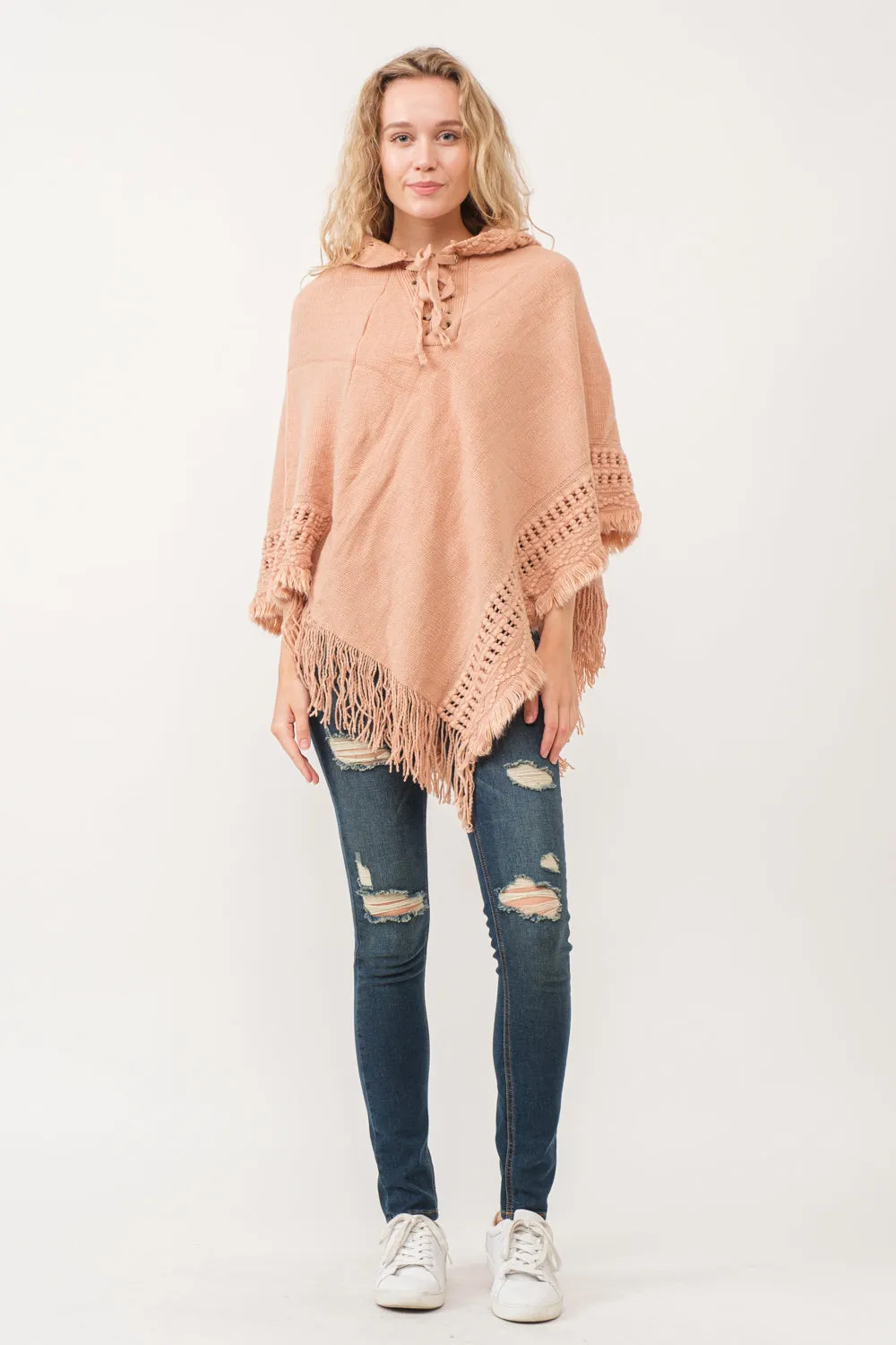 RAJ DYAN HOODED PONCHO CAPE DESERT SAND