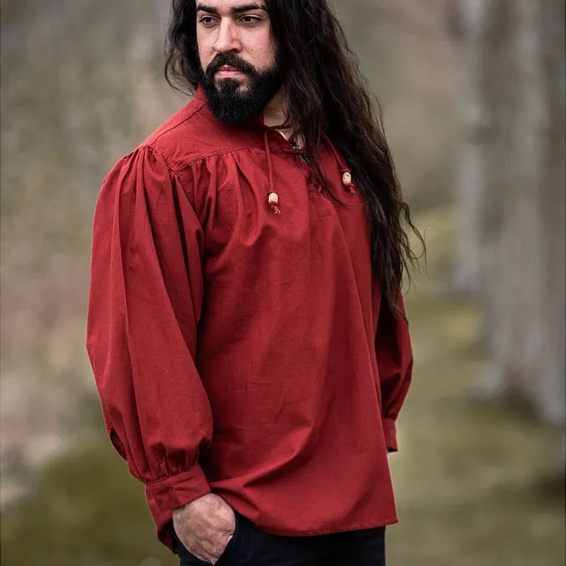 Red Wide Cut Medieval Shirt - Soft Cotton