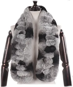 Rex rabbit fur scarf woven fur scarf long thick warm double-sided wool autumn and winter ladies