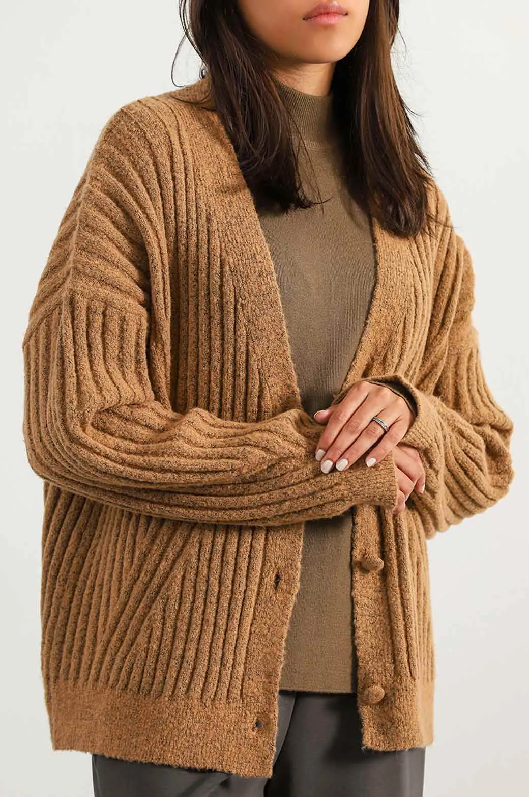 RIBBED CARDIGAN