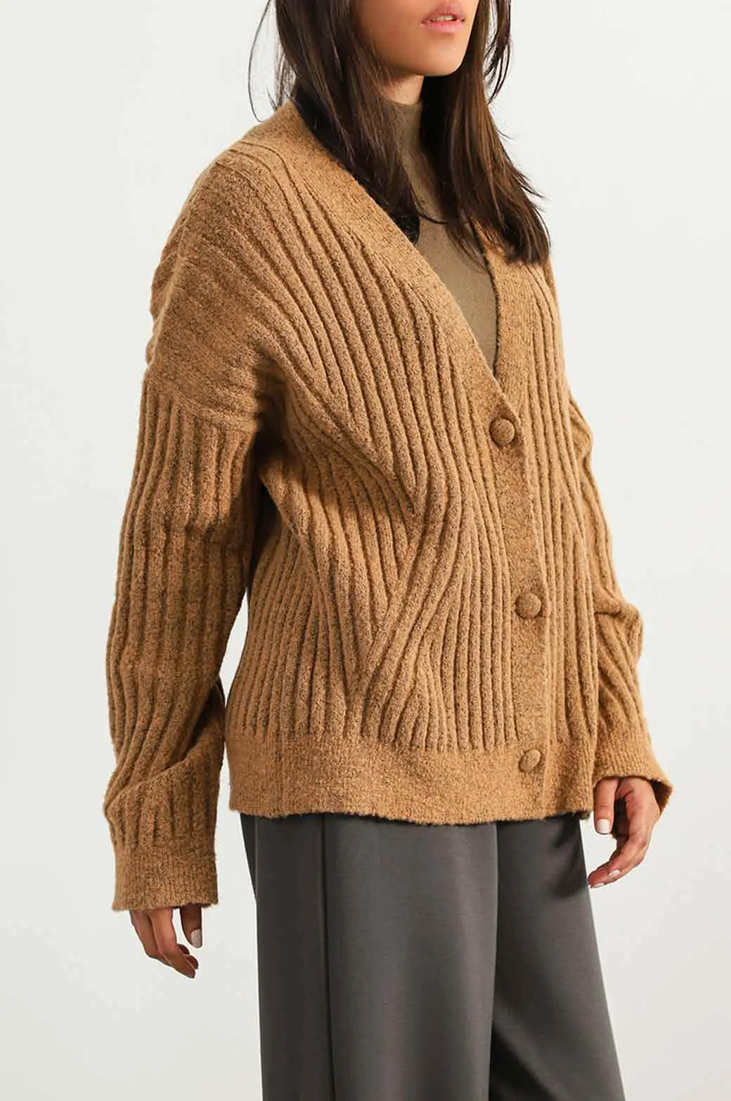 RIBBED CARDIGAN