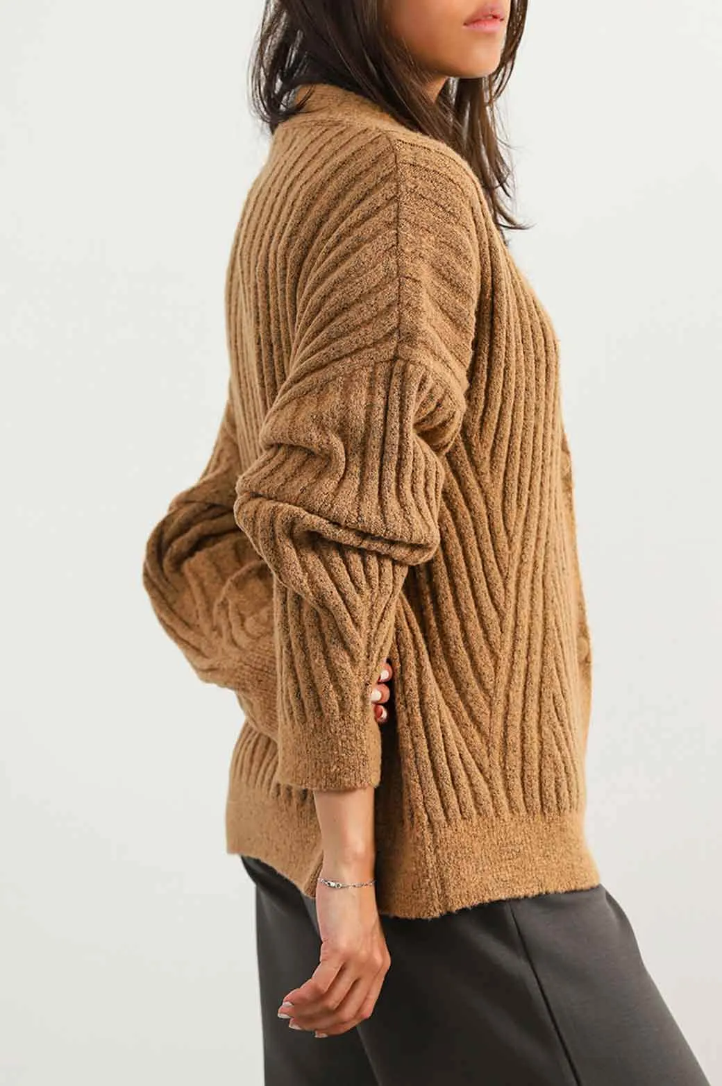 RIBBED CARDIGAN