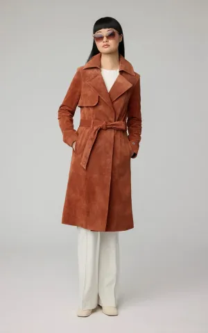 SOIA&KYO ALEXIS-N - Slim-Fit Suede Trench Coat