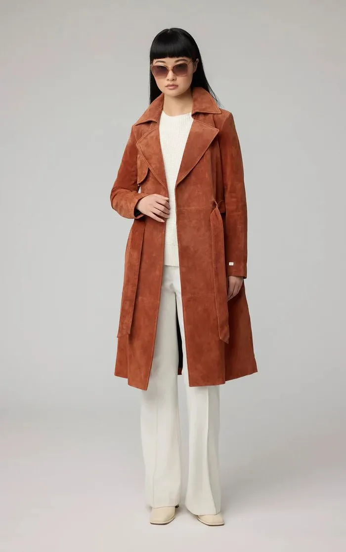 SOIA&KYO ALEXIS-N - Slim-Fit Suede Trench Coat