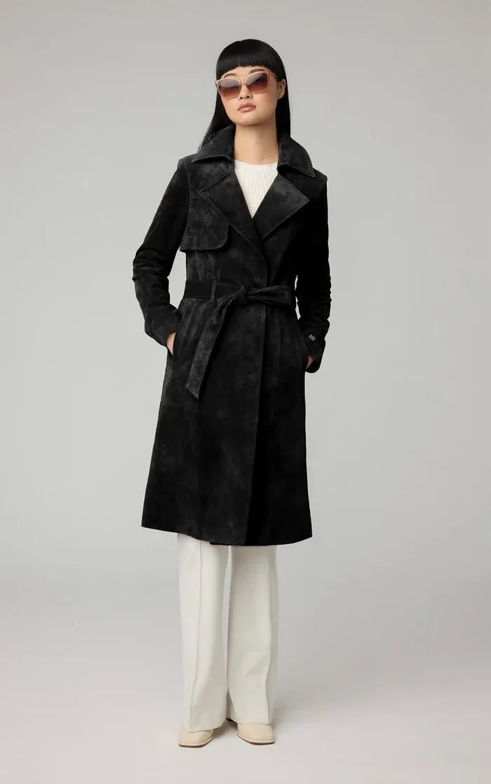 SOIA&KYO ALEXIS-N - Slim-Fit Suede Trench Coat