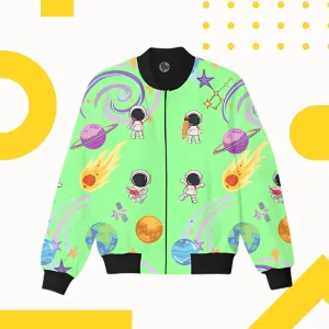 Space Theme All Over Printed Bomber Jacket