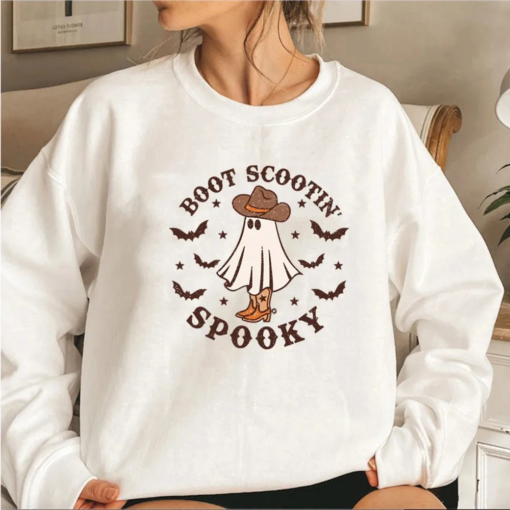 Spooky Cowboy Cute Ghost Fun Fall Cozy Hoodie