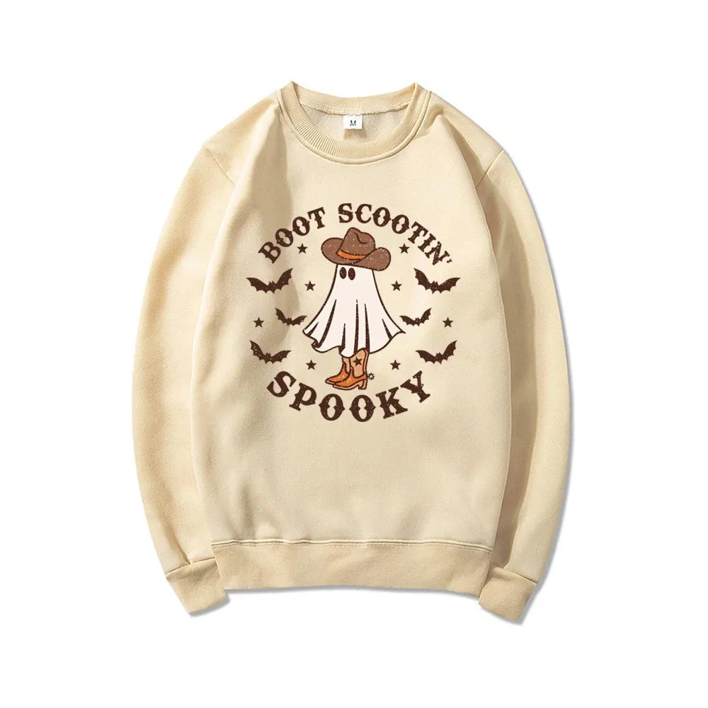 Spooky Cowboy Cute Ghost Fun Fall Cozy Hoodie