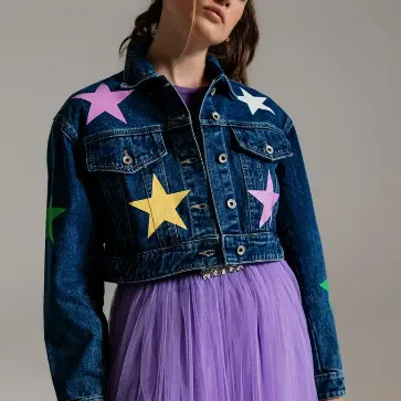 Stars Crop Denim Jacket