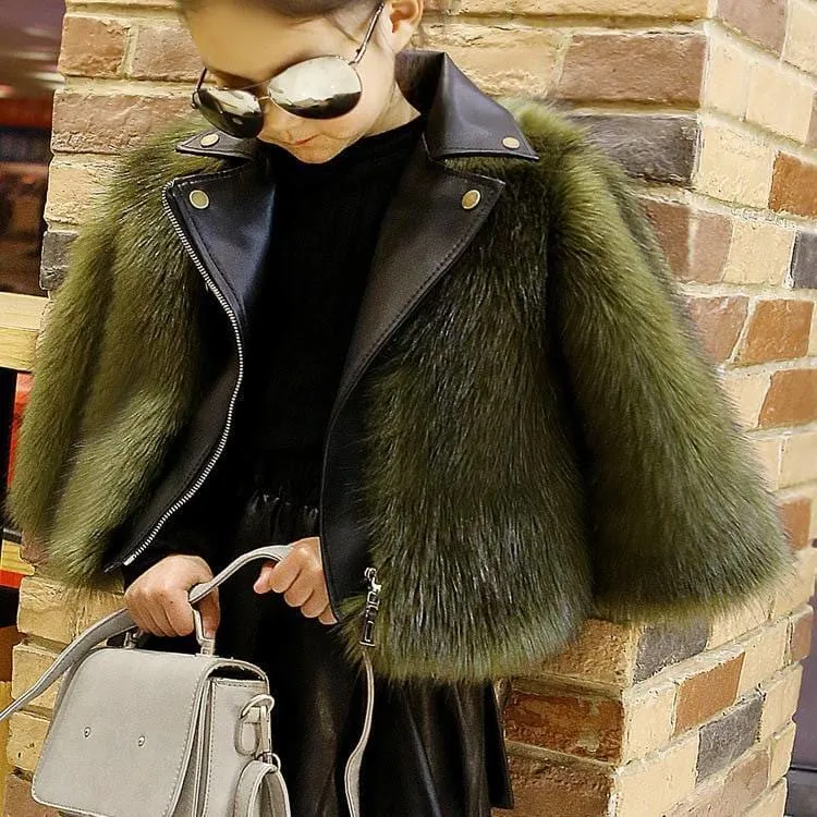 Stylish Girl's Artificial Fur Jacket