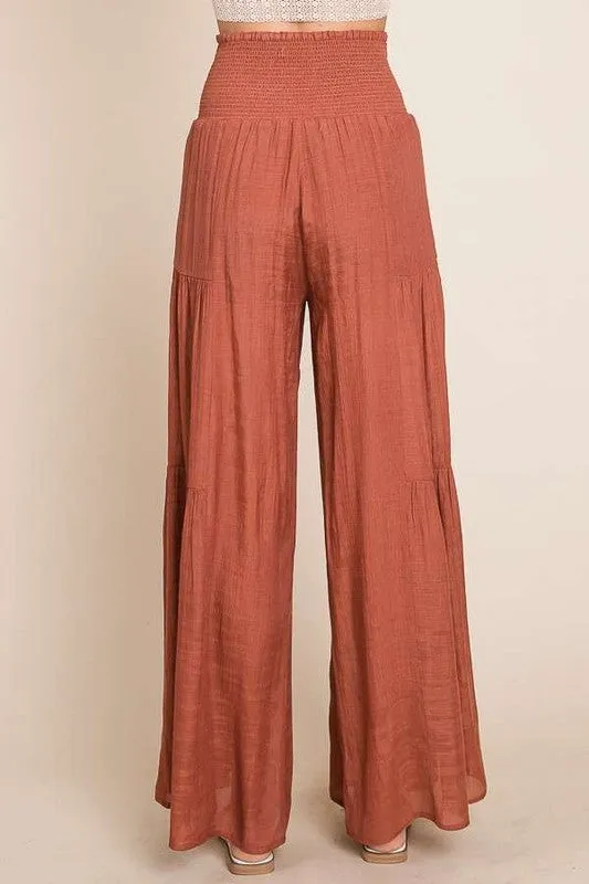 TEEK - Plus Size Tied Front Ruched Waist Pants