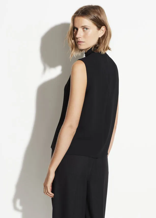 Vince - Mixed Rib Sleeveless Turtleneck in Black