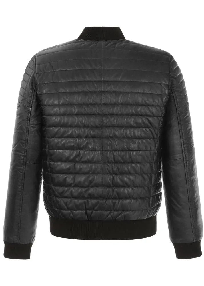 WARM MEN'S WINTER JACKET IN THE LEATHER STYLE