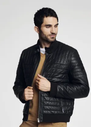 WARM MEN'S WINTER JACKET IN THE LEATHER STYLE