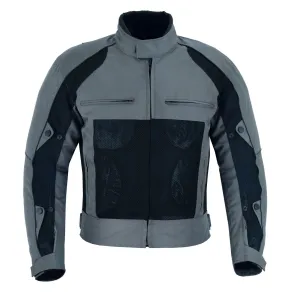 Warrior Gears® Air Mesh Motorbike Jackets for Men, Breathable Textile Motorbike Jacket with Removable Lining and CE Armours - Black & Grey