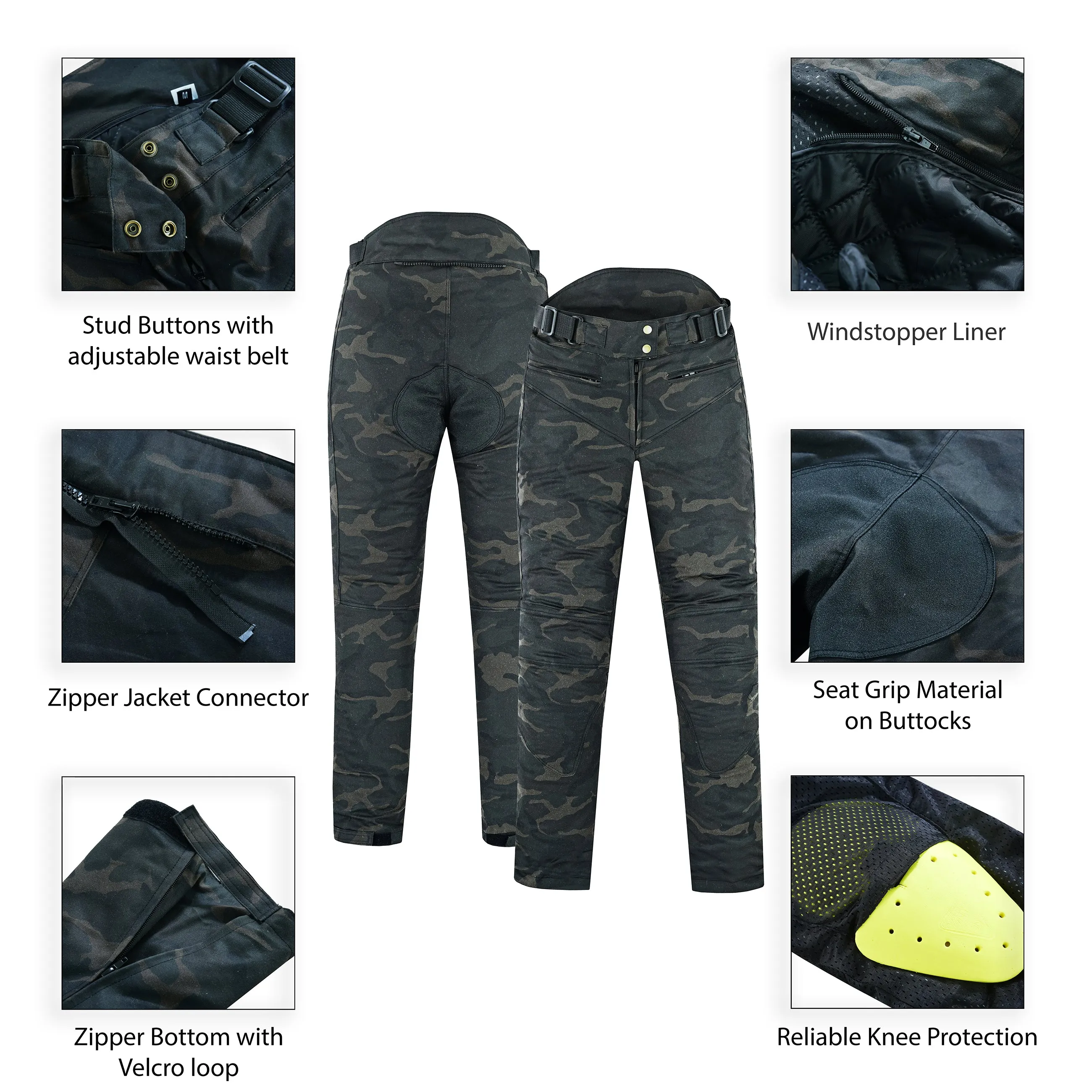 Warrior Gears® LADIES Motorcycle Waxed Cotton Suit Waterproof Breathable CE Armour Biker Touring Adventure Racing Mesh Lining Suit-Army Camo