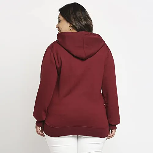 Wear Your Opinion Women's Fleece Hooded Neck Hoodie (WYO004773ZIPPLUS-F-2XL-Maroon_Maroon_2XL)