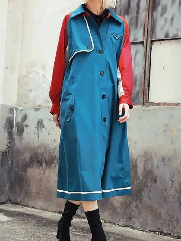 Wenkouban-Winter outfits Christmas Black Friday Storm Shield Patchwork Autumn Mid-Calf Trench Coat