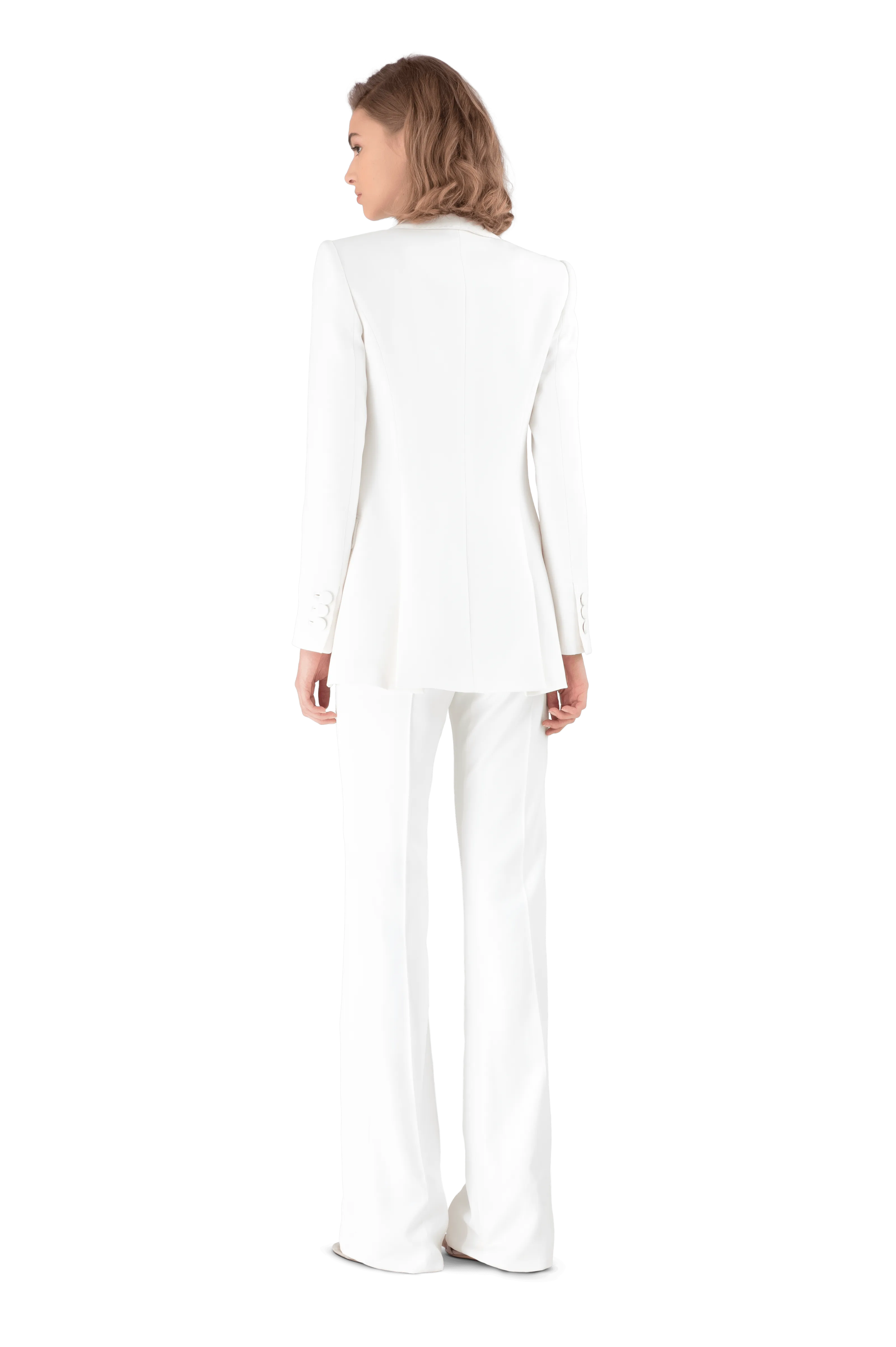 White Satin Crepe Tailored Blazer