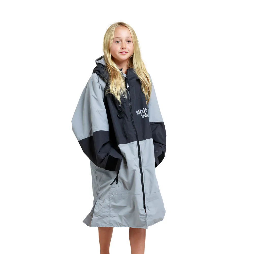 White Water Kids Hard Shell Childrens Drying / Changing Robe - Grey/Black/Grey Lining