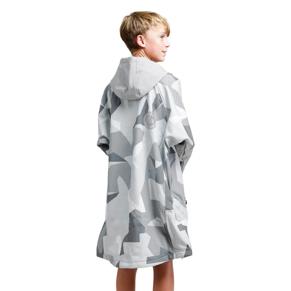 White Water Kids Soft Shell Childrens Drying / Changing Robe - Arctic Camo/Grey Lining