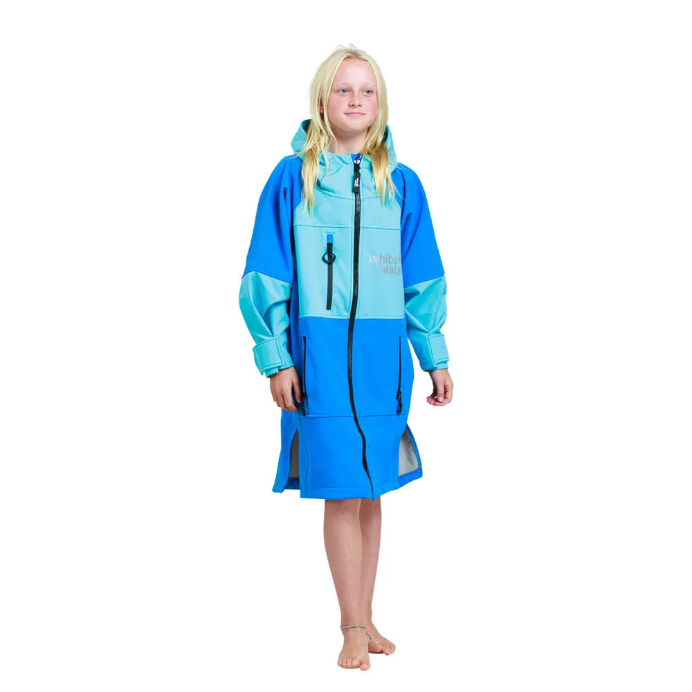 White Water Kids Soft Shell Childrens Drying / Changing Robe - Cobalt/Grey Lining