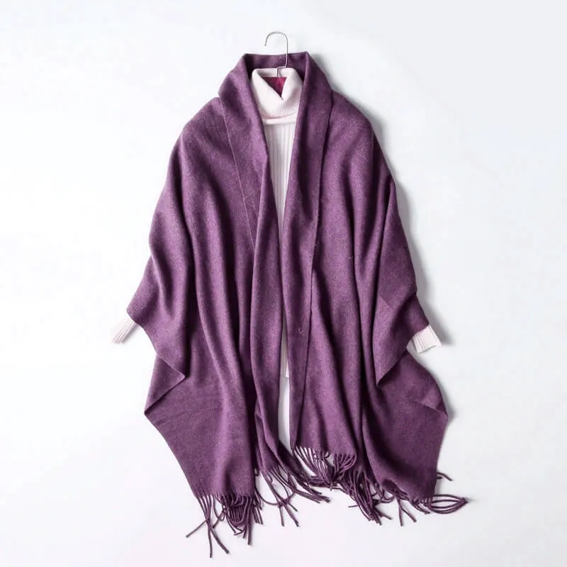 Women's Autumn And Winter Long Plus Fleece Scarf Air Conditioning Warm Tassel Shawl Thick Wool Scarf