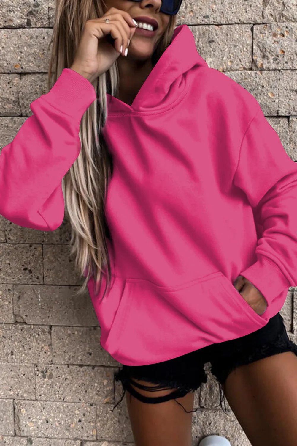 Women's Casual Hoodies Long Sleeve Solid Lightweight Loose Sweatshirt with Pocket