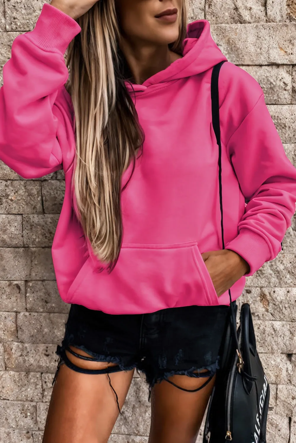 Women's Casual Hoodies Long Sleeve Solid Lightweight Loose Sweatshirt with Pocket