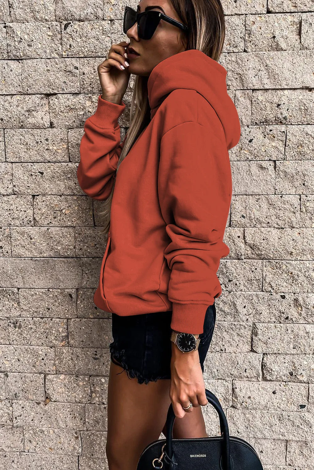 Women's Casual Hoodies Long Sleeve Solid Lightweight Loose Sweatshirt with Pocket