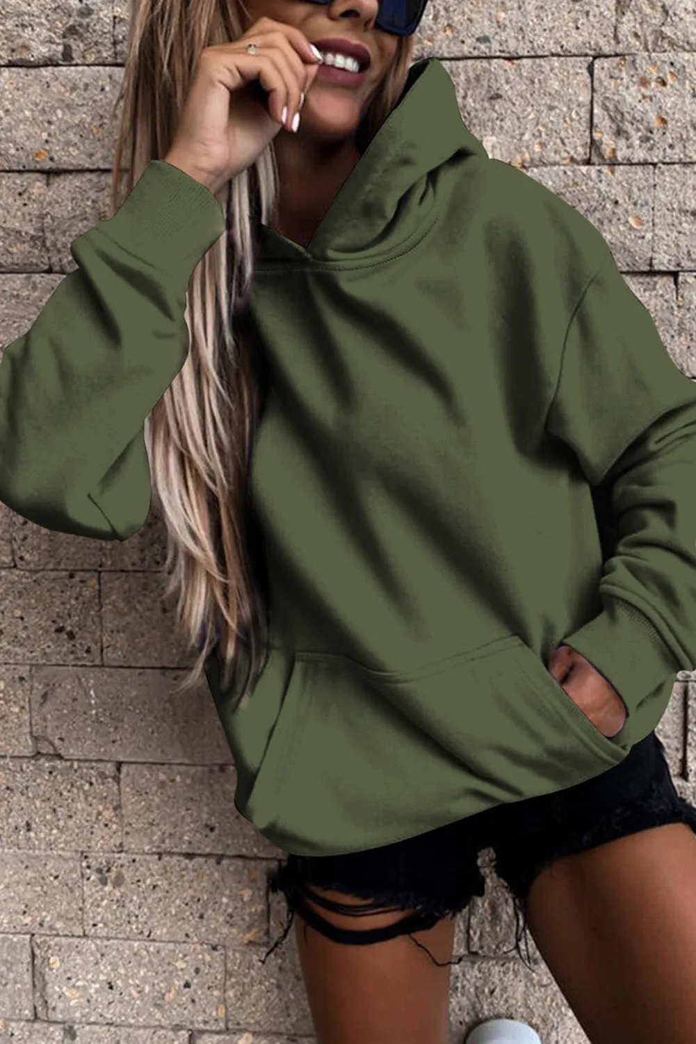 Women's Casual Hoodies Long Sleeve Solid Lightweight Loose Sweatshirt with Pocket