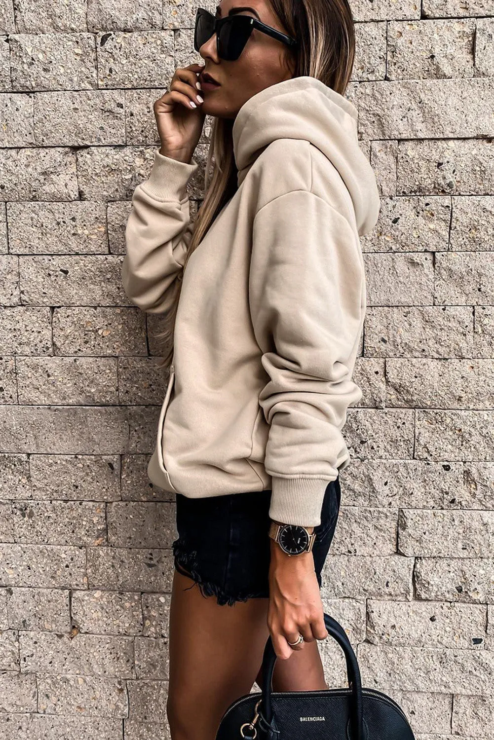 Women's Casual Hoodies Long Sleeve Solid Lightweight Loose Sweatshirt with Pocket