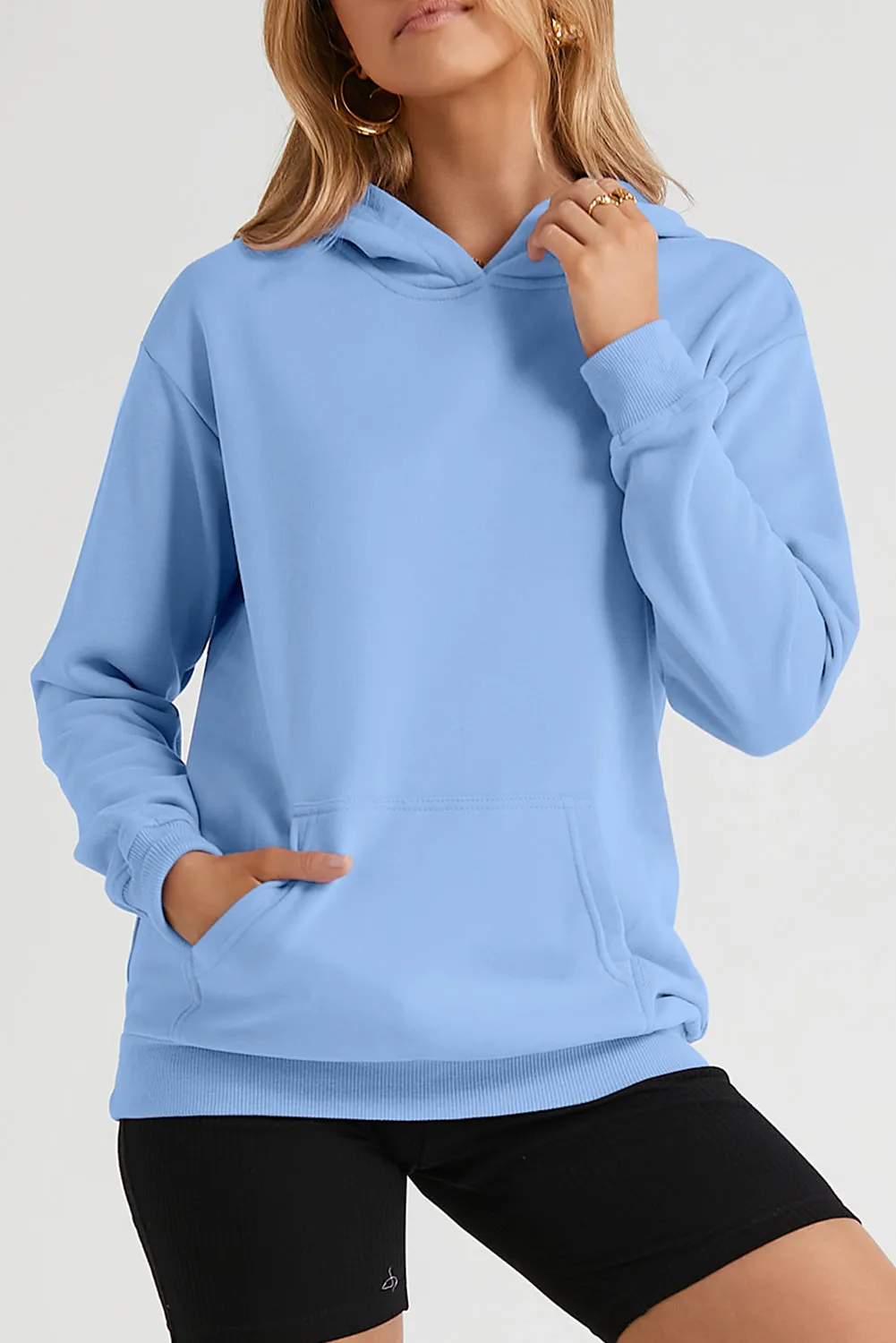 Women's Casual Hoodies Long Sleeve Solid Lightweight Loose Sweatshirt with Pocket