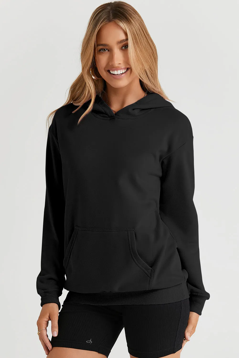 Women's Casual Hoodies Long Sleeve Solid Lightweight Loose Sweatshirt with Pocket