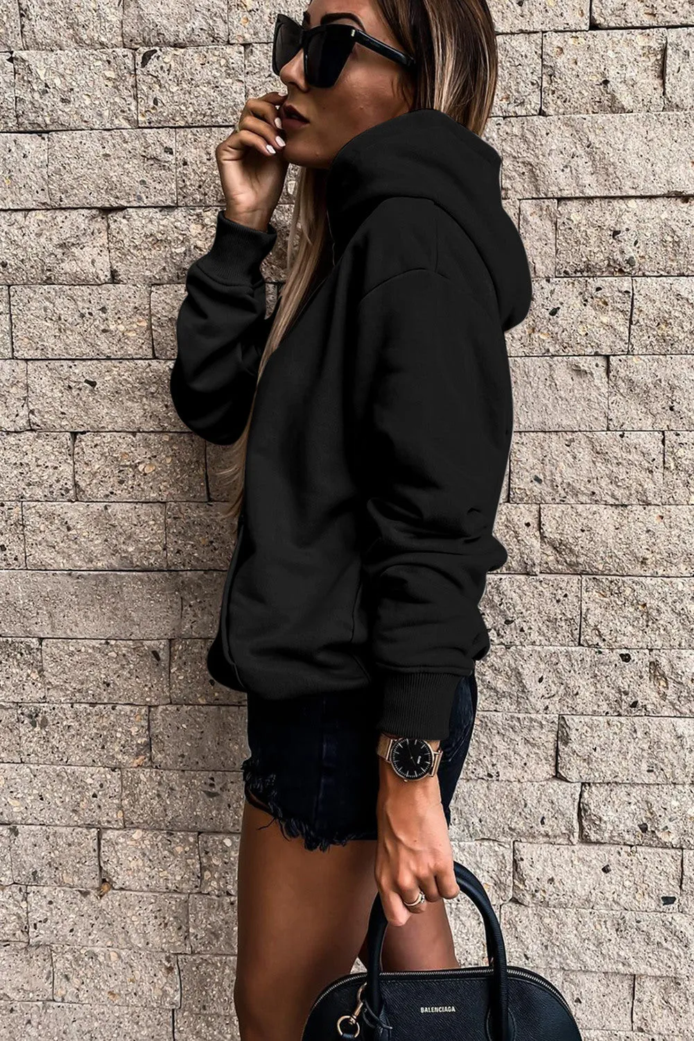 Women's Casual Hoodies Long Sleeve Solid Lightweight Loose Sweatshirt with Pocket