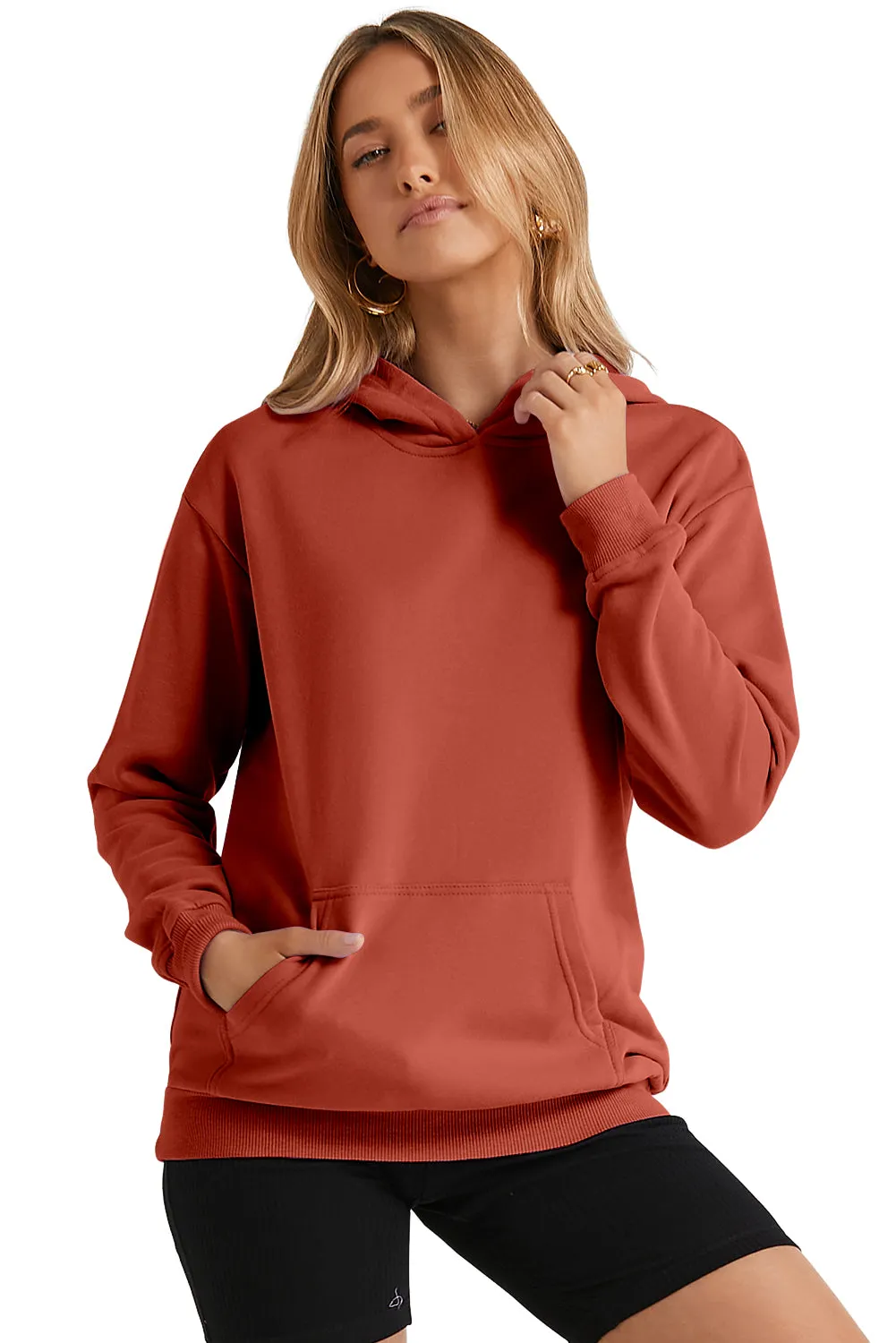 Women's Casual Hoodies Long Sleeve Solid Lightweight Loose Sweatshirt with Pocket