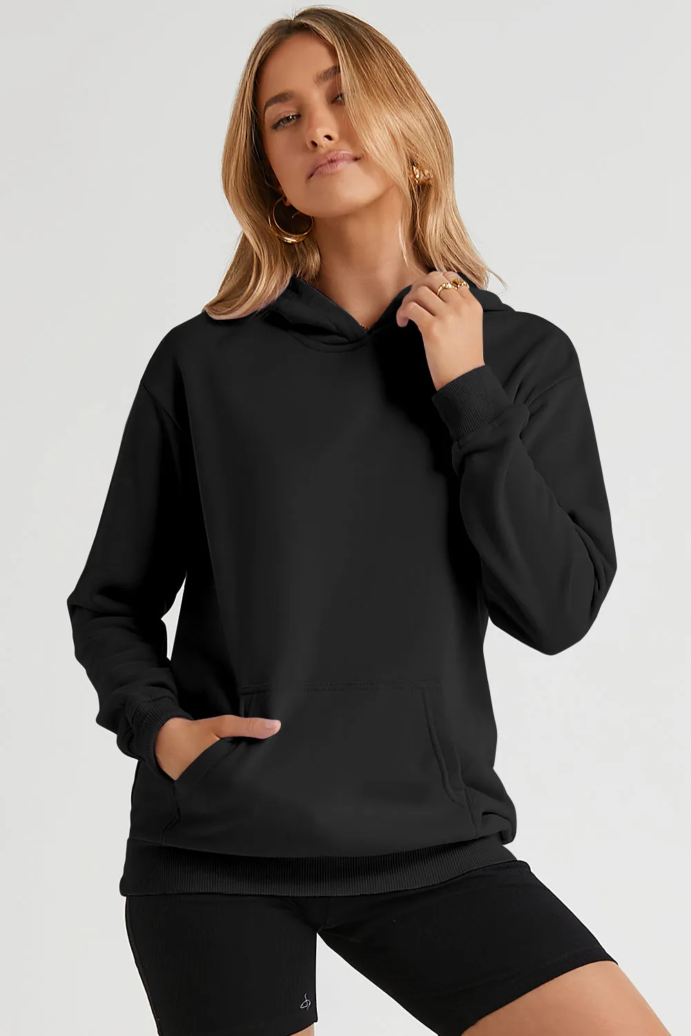 Women's Casual Hoodies Long Sleeve Solid Lightweight Loose Sweatshirt with Pocket