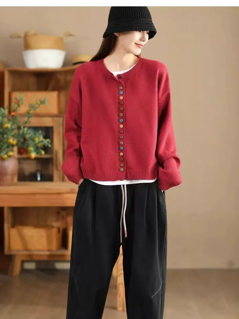 Women's Winter Vintage Charm Button-Up Knitted Cardigans